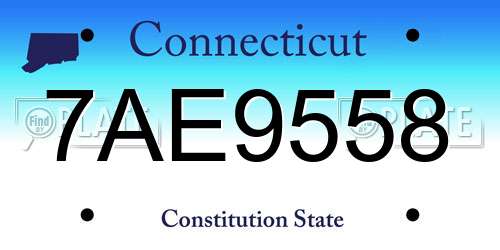 7AE9558 Connecticut License Plate