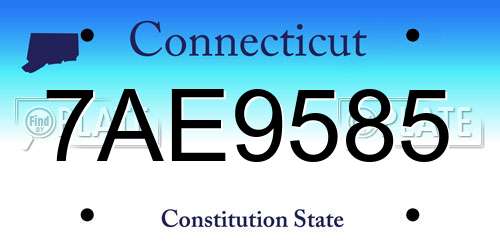 7AE9585 Connecticut License Plate