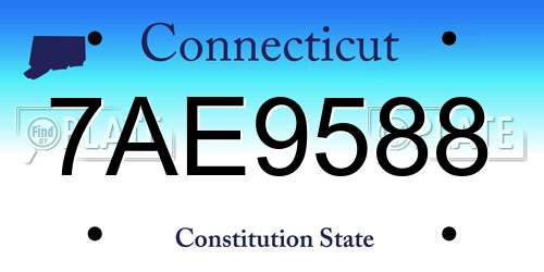7AE9588 Connecticut License Plate