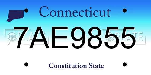 7AE9855 Connecticut License Plate