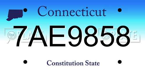 7AE9858 Connecticut License Plate