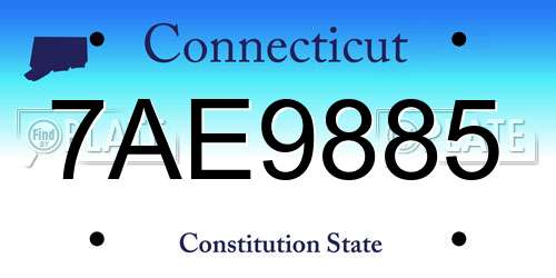 7AE9885 Connecticut License Plate
