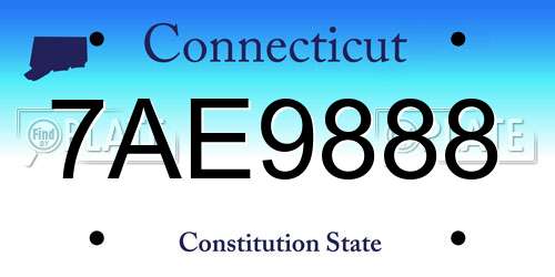 7AE9888 Connecticut License Plate