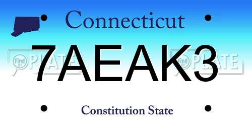 7AEAK3 Connecticut License Plate
