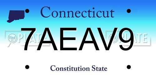 7AEAV9 Connecticut License Plate