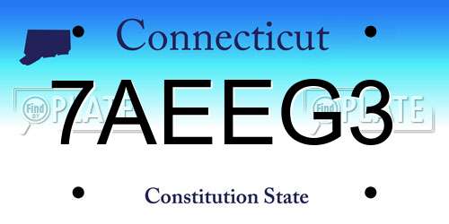 7AEEG3 Connecticut License Plate