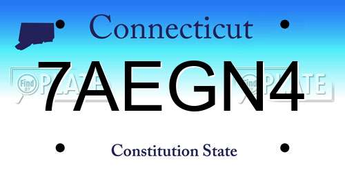 7AEGN4 Connecticut License Plate