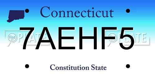 7AEHF5 Connecticut License Plate