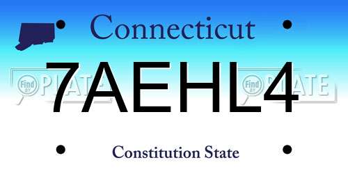 7AEHL4 Connecticut License Plate