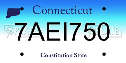 7AEI750 Connecticut License Plate