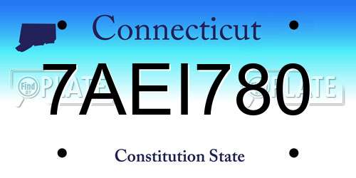 7AEI780 Connecticut License Plate