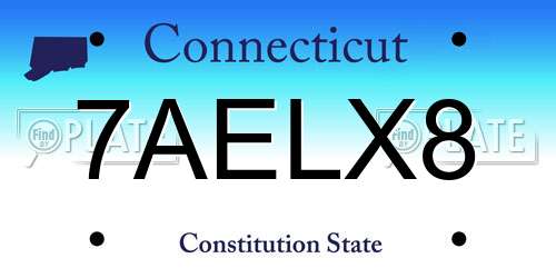 7AELX8 Connecticut License Plate