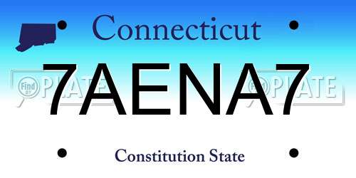 7AENA7 Connecticut License Plate