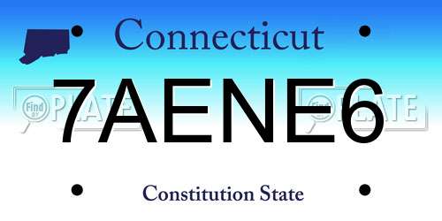7AENE6 Connecticut License Plate