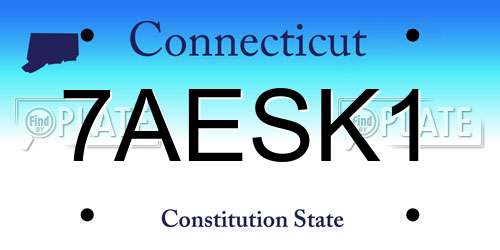 7AESK1 Connecticut License Plate