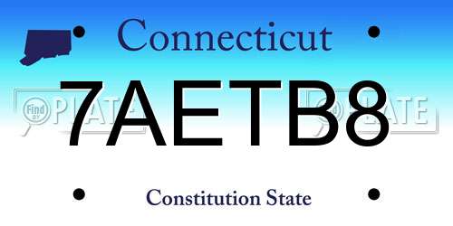 7AETB8 Connecticut License Plate