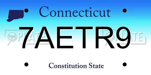 7AETR9 Connecticut License Plate