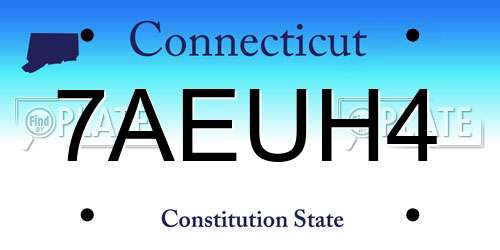 7AEUH4 Connecticut License Plate