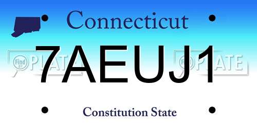 7AEUJ1 Connecticut License Plate