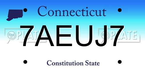 7AEUJ7 Connecticut License Plate