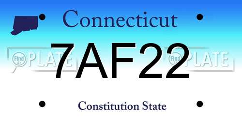 7AF22 Connecticut License Plate