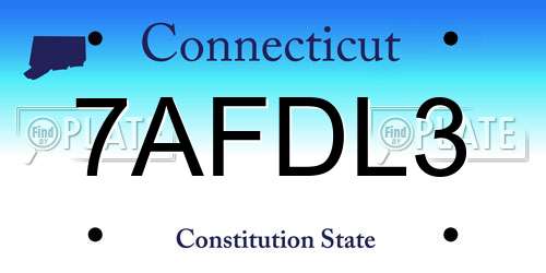 7AFDL3 Connecticut License Plate