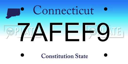 7AFEF9 Connecticut License Plate