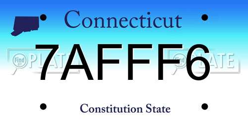 7AFFF6 Connecticut License Plate