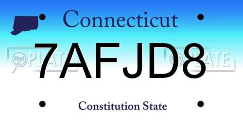 7AFJD8 Connecticut License Plate