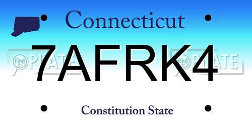 7AFRK4 Connecticut License Plate