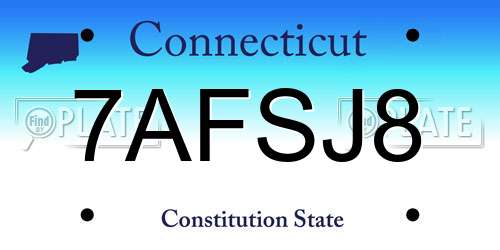 7AFSJ8 Connecticut License Plate