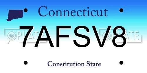 7AFSV8 Connecticut License Plate