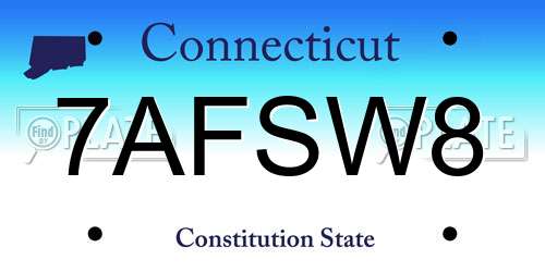 7AFSW8 Connecticut License Plate