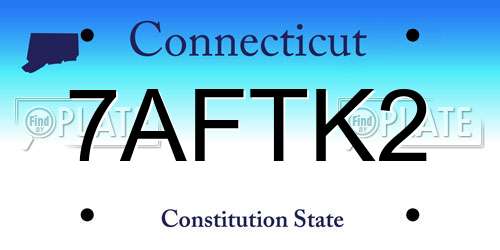 7AFTK2 Connecticut License Plate