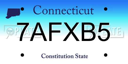 7AFXB5 Connecticut License Plate