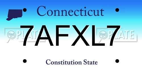 7AFXL7 Connecticut License Plate