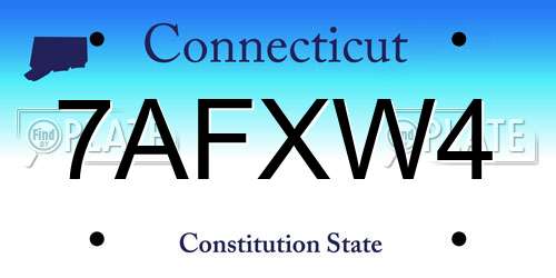 7AFXW4 Connecticut License Plate