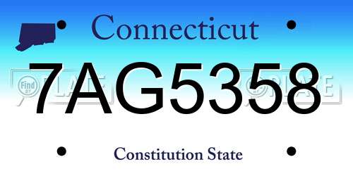 7AG5358 Connecticut License Plate