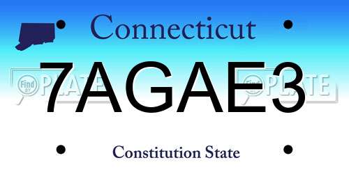 7AGAE3 Connecticut License Plate