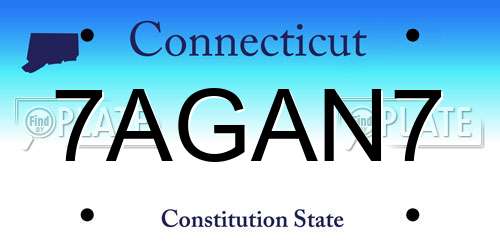 7AGAN7 Connecticut License Plate