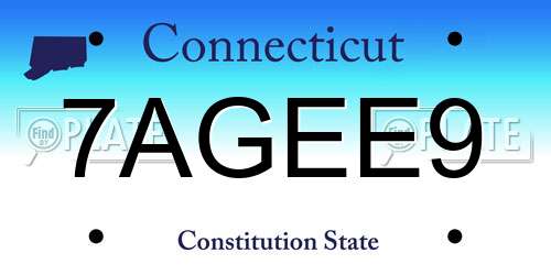 7AGEE9 Connecticut License Plate