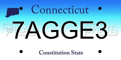 7AGGE3 Connecticut License Plate