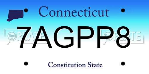 7AGPP8 Connecticut License Plate