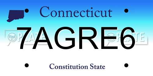 7AGRE6 Connecticut License Plate