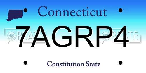 7AGRP4 Connecticut License Plate