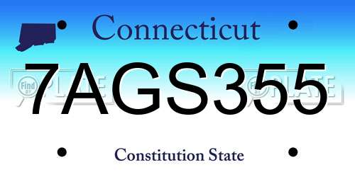 7AGS355 Connecticut License Plate