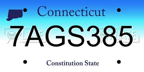 7AGS385 Connecticut License Plate