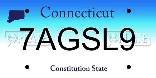 7AGSL9 Connecticut License Plate