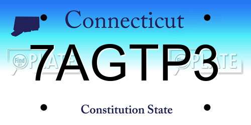 7AGTP3 Connecticut License Plate