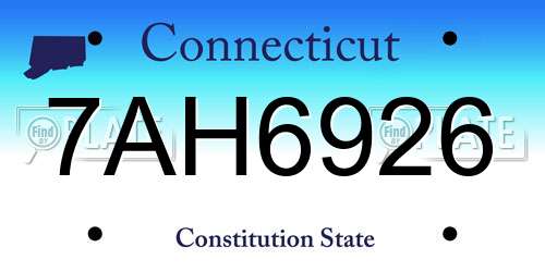 7AH6926 Connecticut License Plate